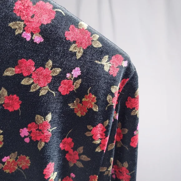 Vtg 90s Melissa Harper Velvet Dark Floral Blazer Women 12 Whimsigoth Cottagecore - Picture 5 of 14